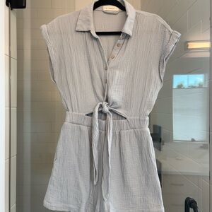 By Together Soft Blue Button-Up Romper